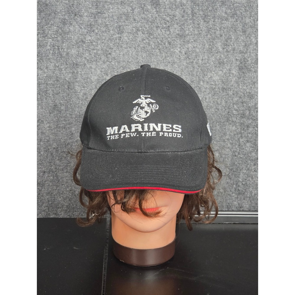 US Marines‎ The Few The Proud Embroidered Baseball Cap Black Red Trim Adjustable